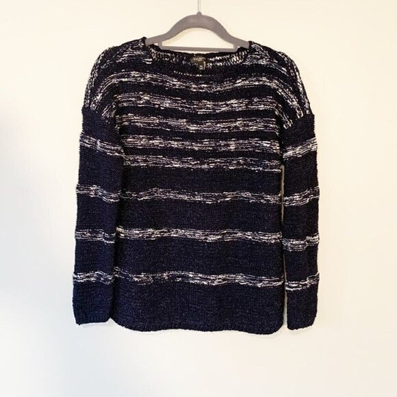 Talbots textured striped long sleeve crewneck sweater - Size Medium Petite - Picture 1 of 7